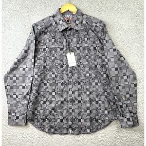 Robert Graham Shirt Harrisville Men XL Grey Long Sleeve Button Up RF171020CF NEW